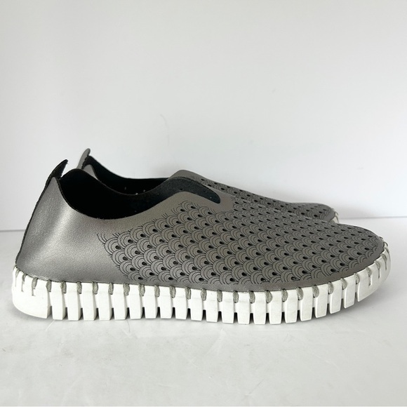 Ilse Jacobsen Shoes - Ilse Jacobsen Tulip 3576 Slip On Comfort Shoe Flat Perforated Gunmetal EU38 US 8